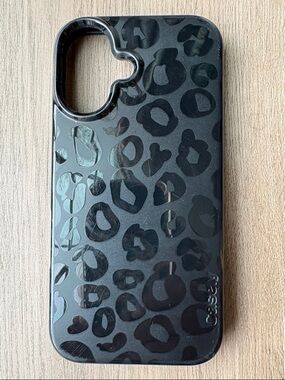 Casetify Black Glossy Leopard Print Phone Case iPhone 16